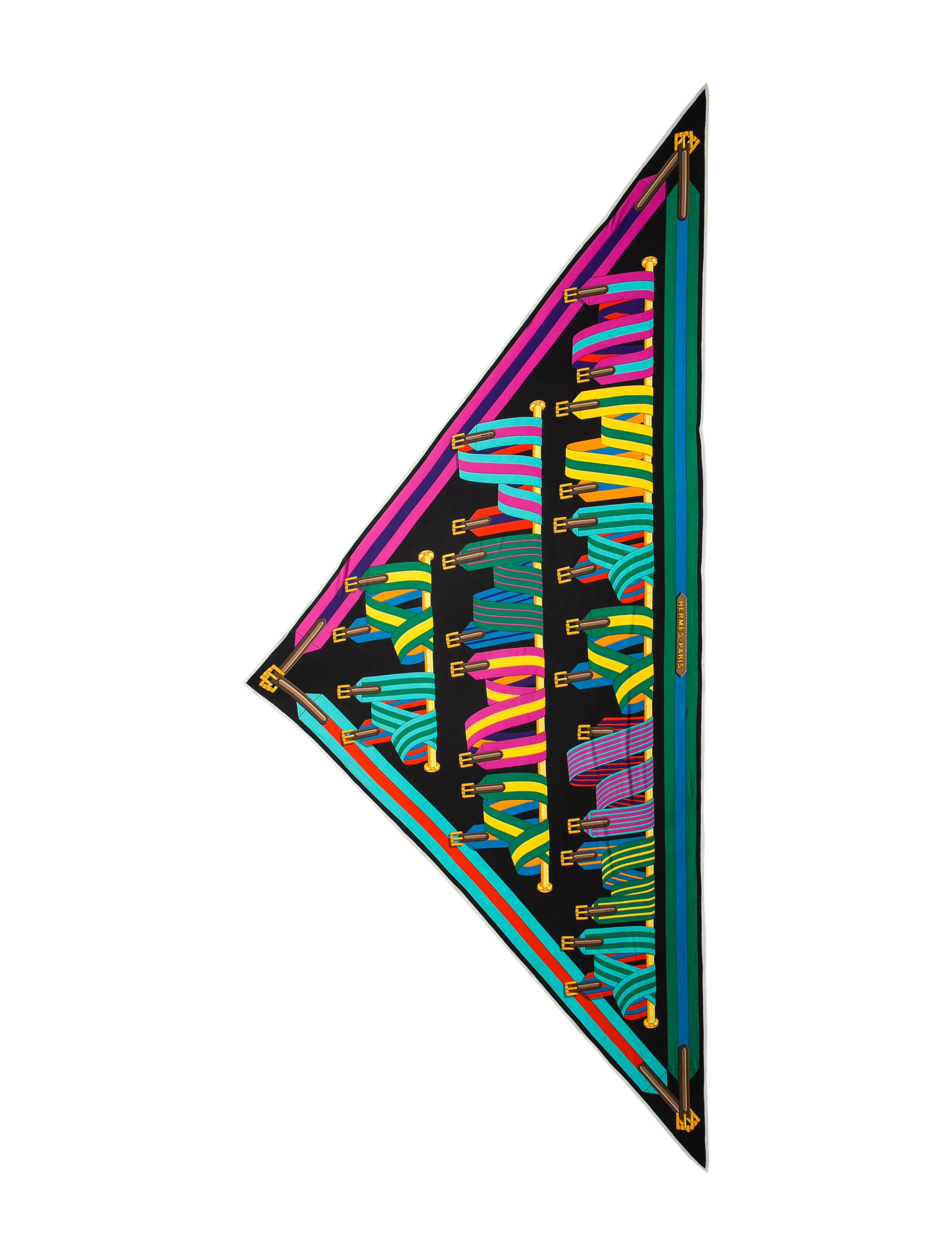 Hermès Les Sangles Jersey Silk Triangle Scarf