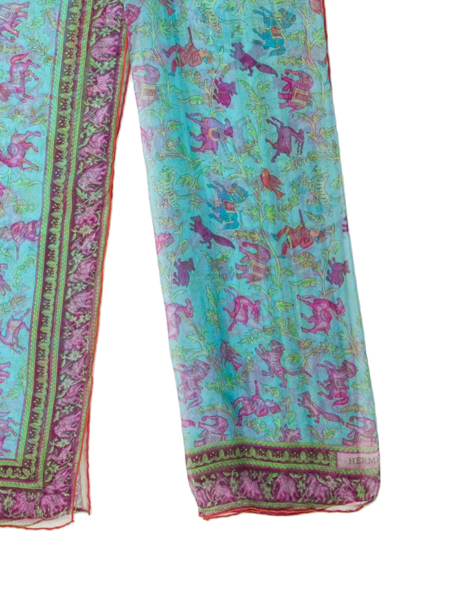 Hermès Chasse en Inde Mousseline Stole Silk Scarf w/ Tags