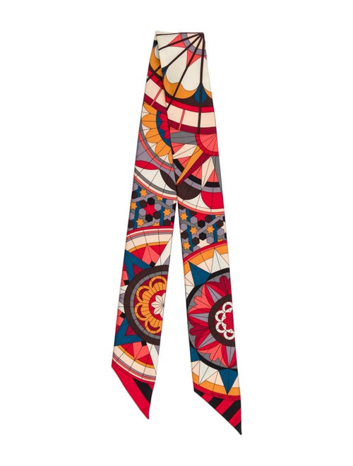 Hermès Rose de Compas Silk Twilly Scarf