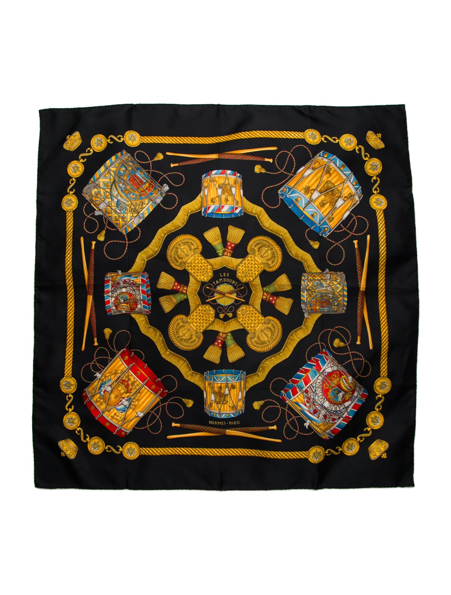 Hermès Les Tambours Silk Scarf