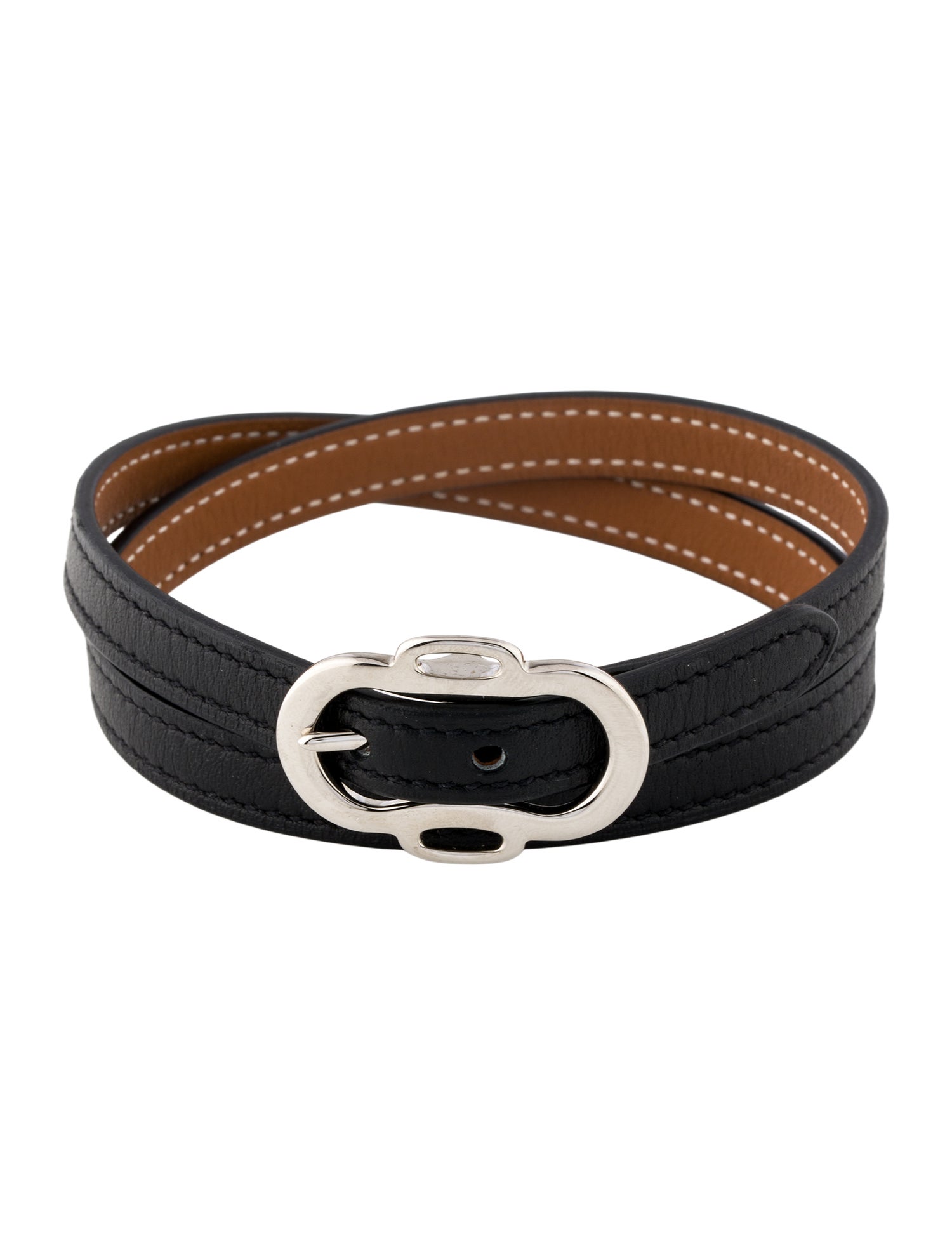 Hermès Leather Swift Boucleries Triple Tour Wrap Bracelet