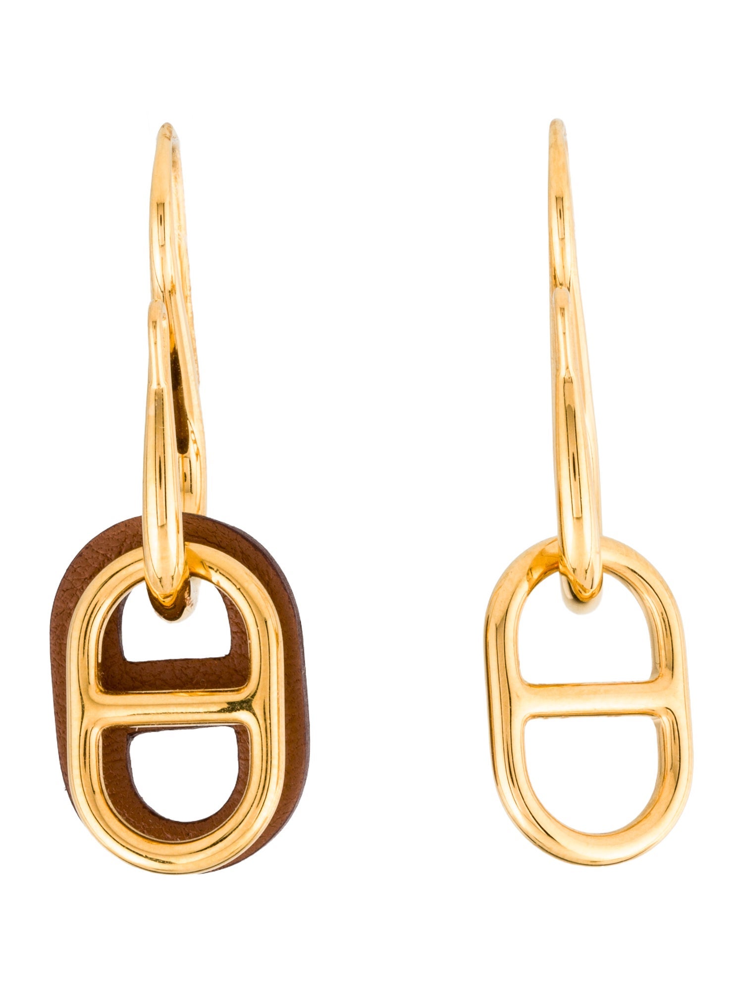Hermès Leather O'Maillon Drop Earrings