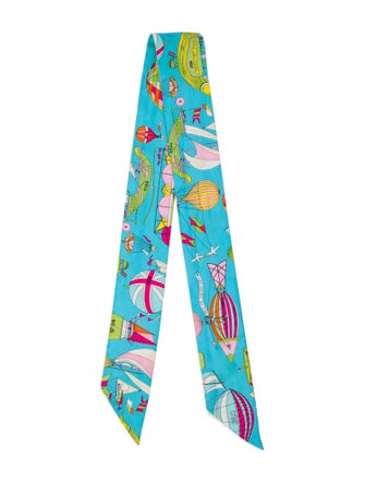 Hermès Les Folies du Ciel Silk Twilly Scarf