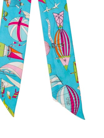 Hermès Les Folies du Ciel Silk Twilly Scarf