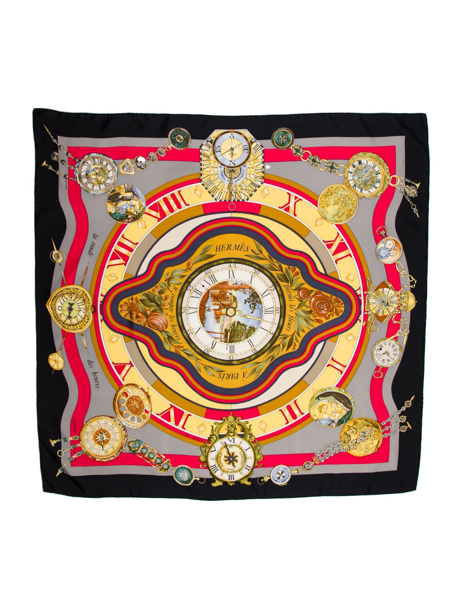 Hermès Parmi Les Fleurs Je Compte Les Heures Silk Scarf