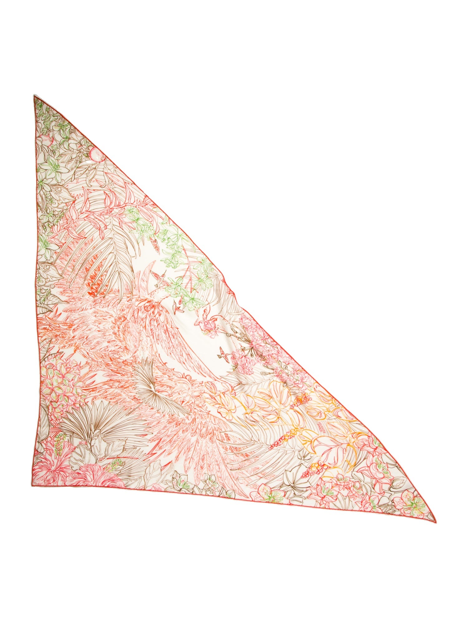 Hermès Flamingo Party Coloriage Cashmere Triangle Scarf
