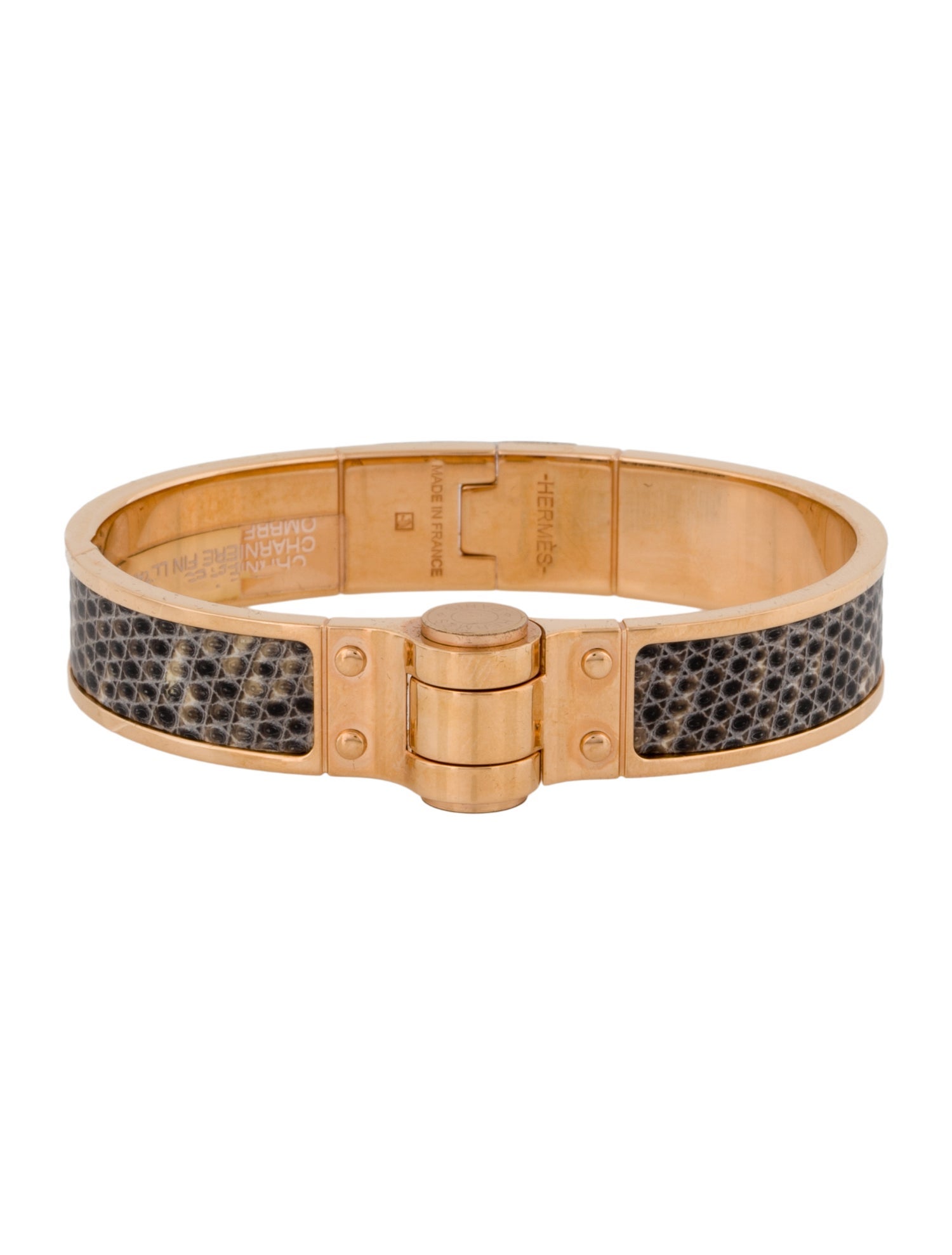 Hermès Lizard Charniere Hinged Bracelet