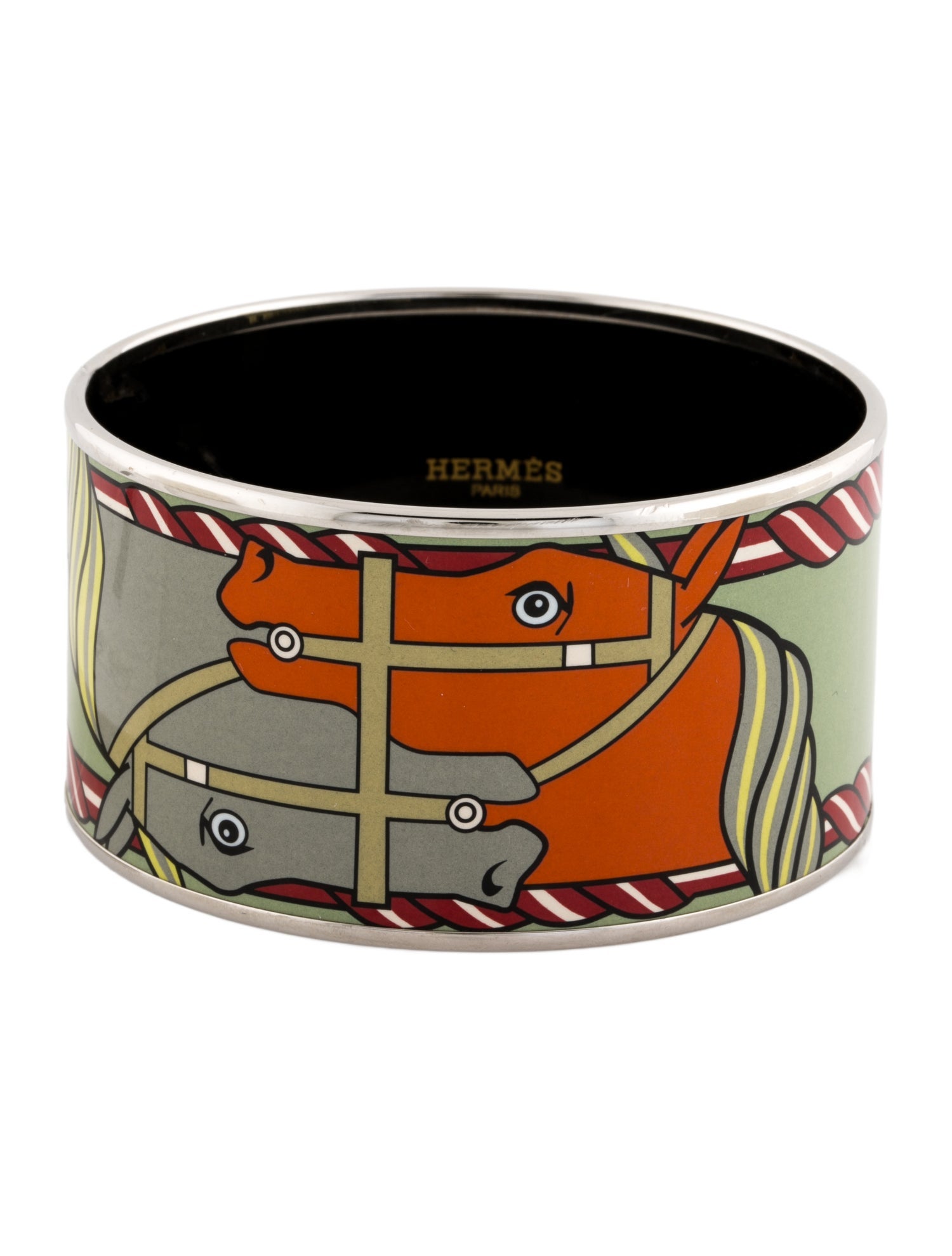 Hermès Extra Wide Enamel Bangle Bracelet