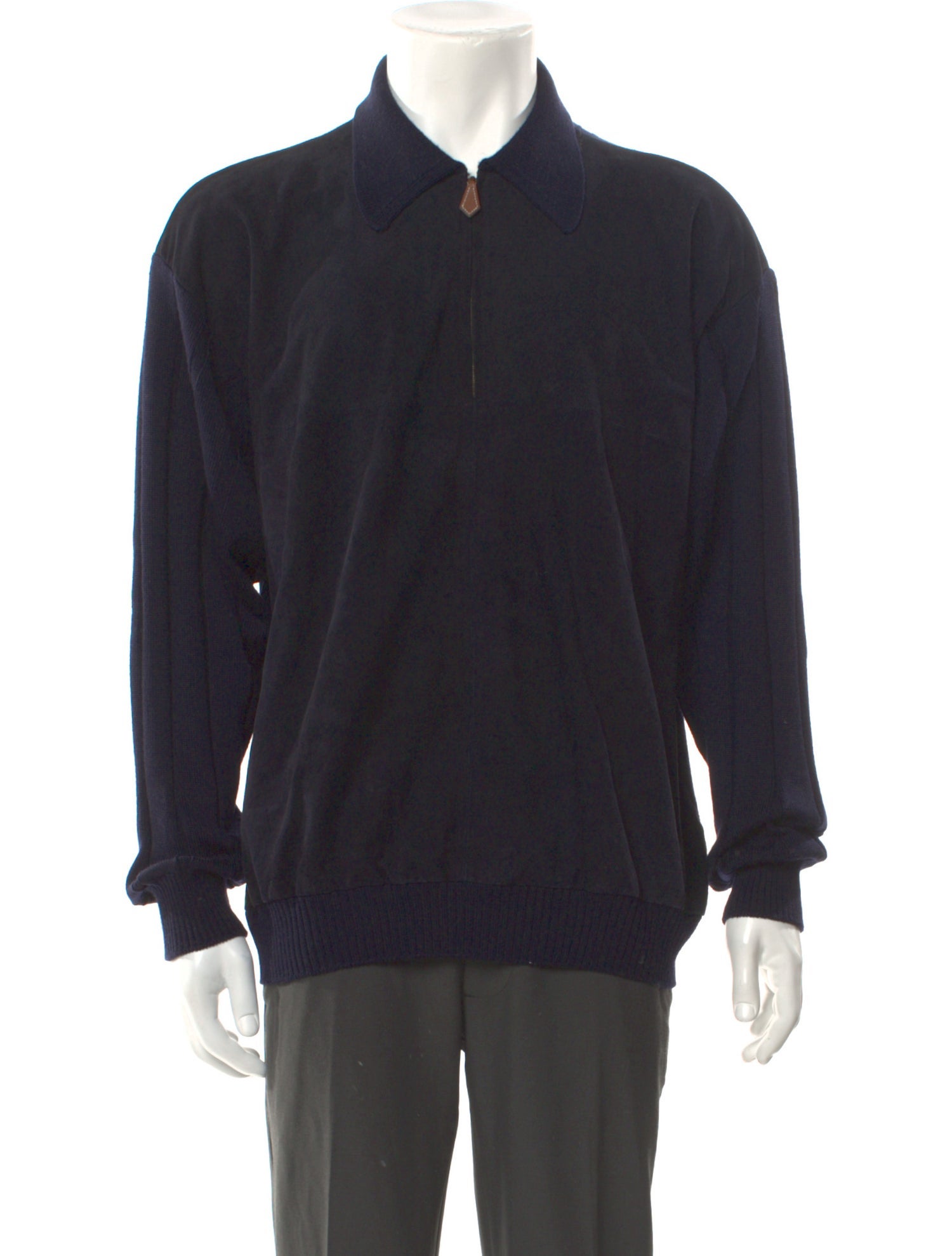 Hermès Leather Mock Neck Polo Sweater