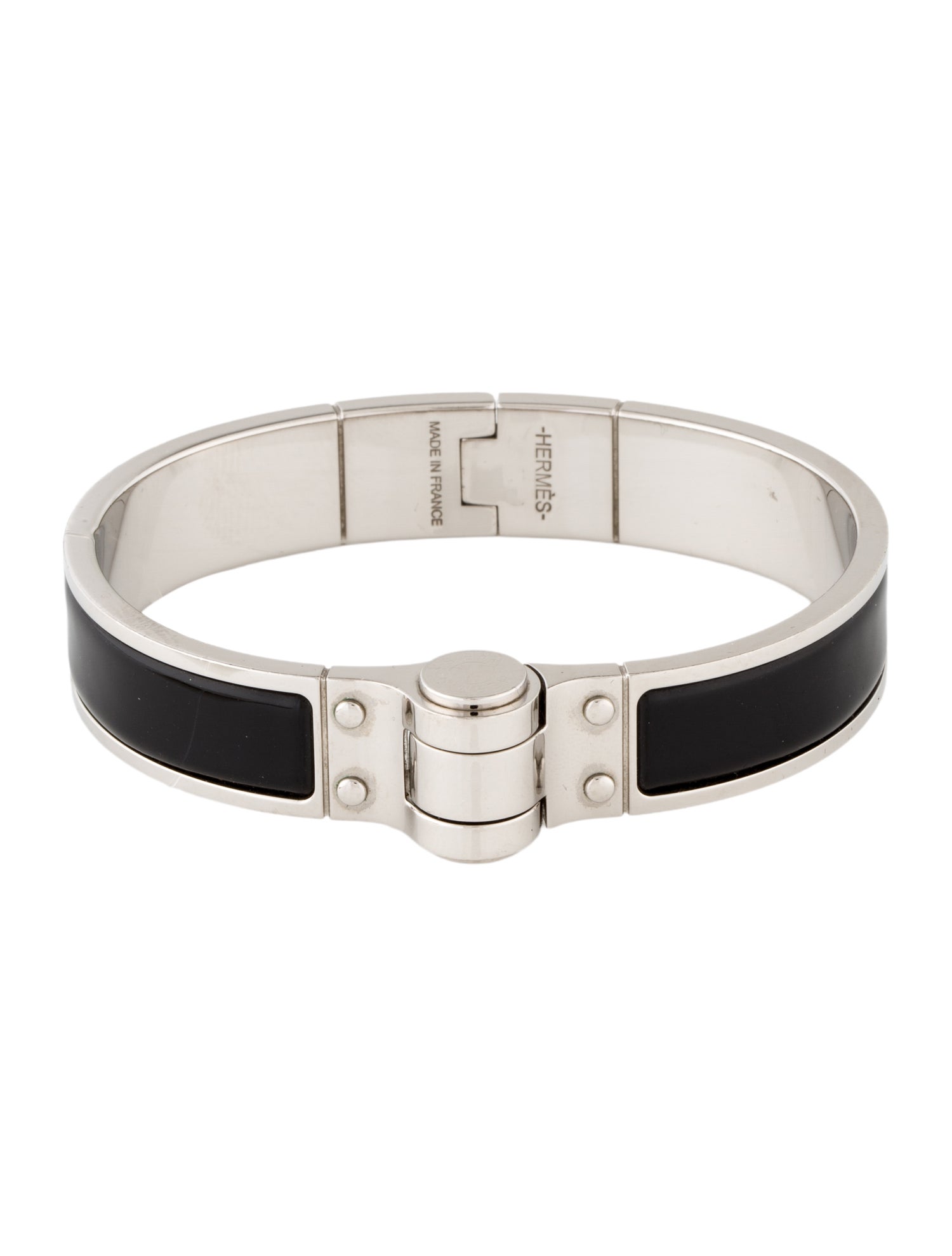 Hermès Narrow Hinged Enamel Bangle Bracelet