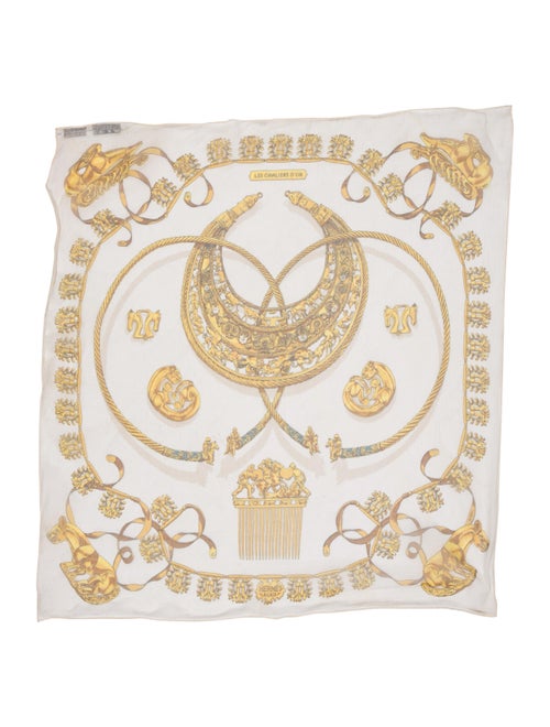 Hermès Les Cavaliers d'Or Mousseline Silk Scarf
