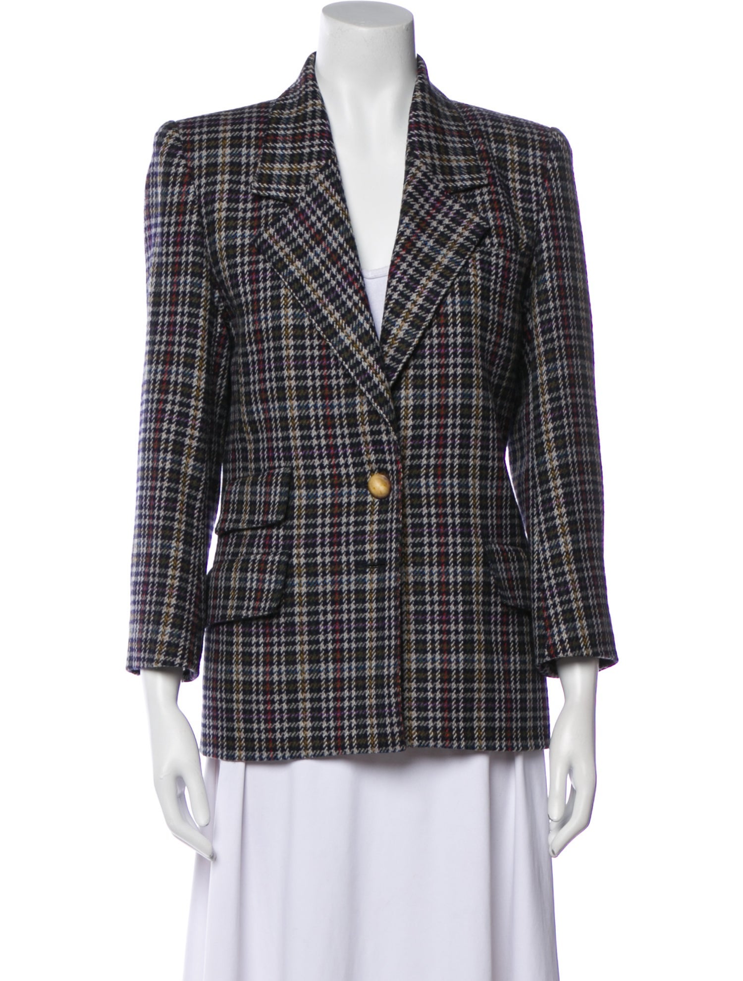 Hermès Wool Plaid Print Blazer