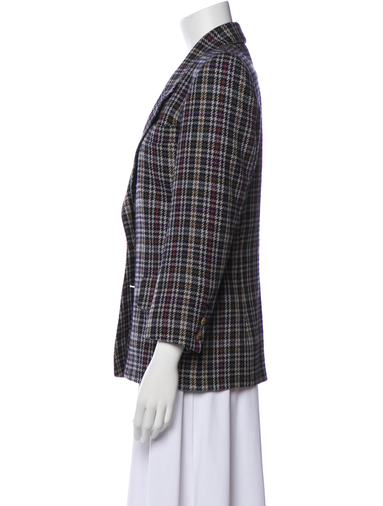 Hermès Wool Plaid Print Blazer
