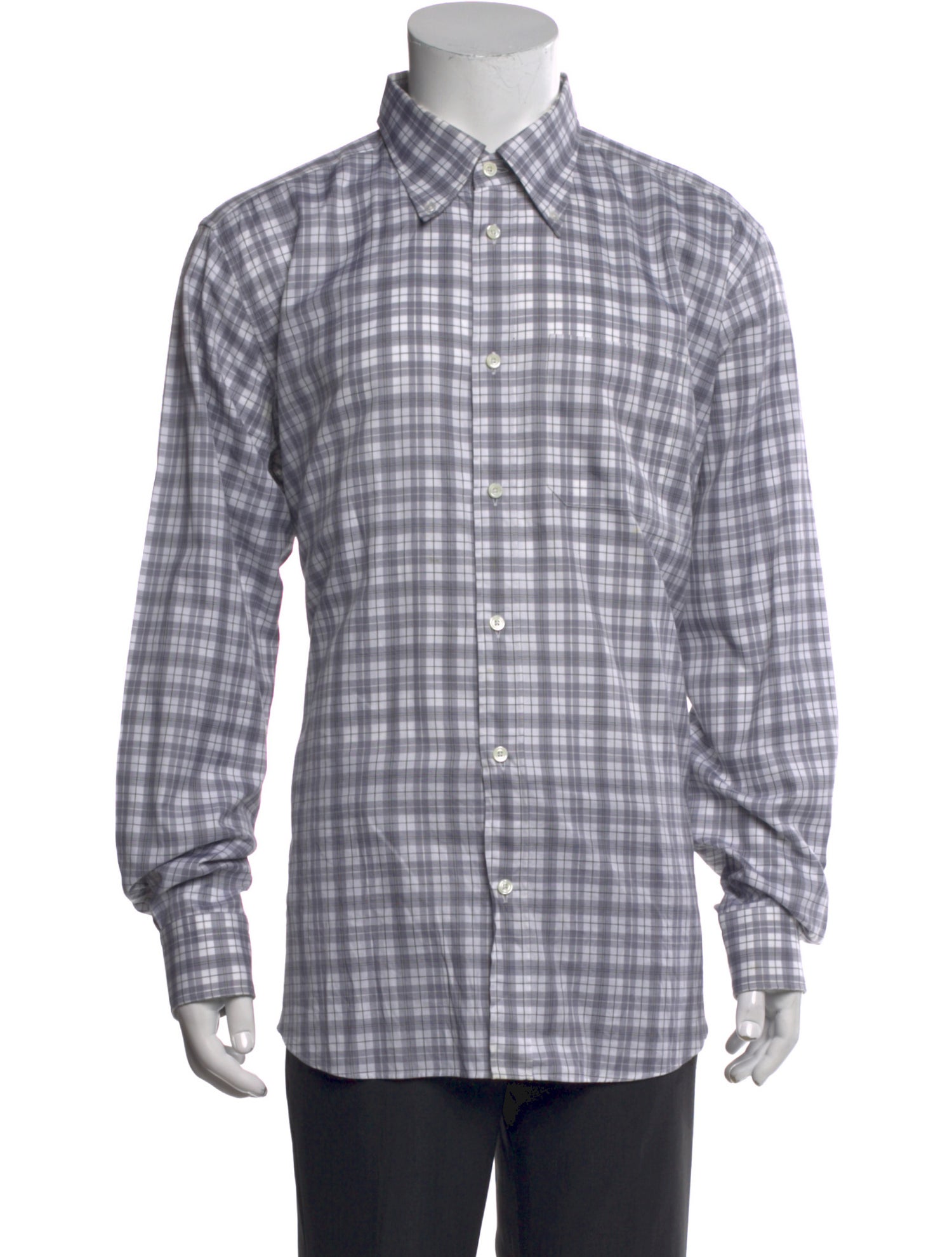 Hermès Plaid Print Long Sleeve Shirt