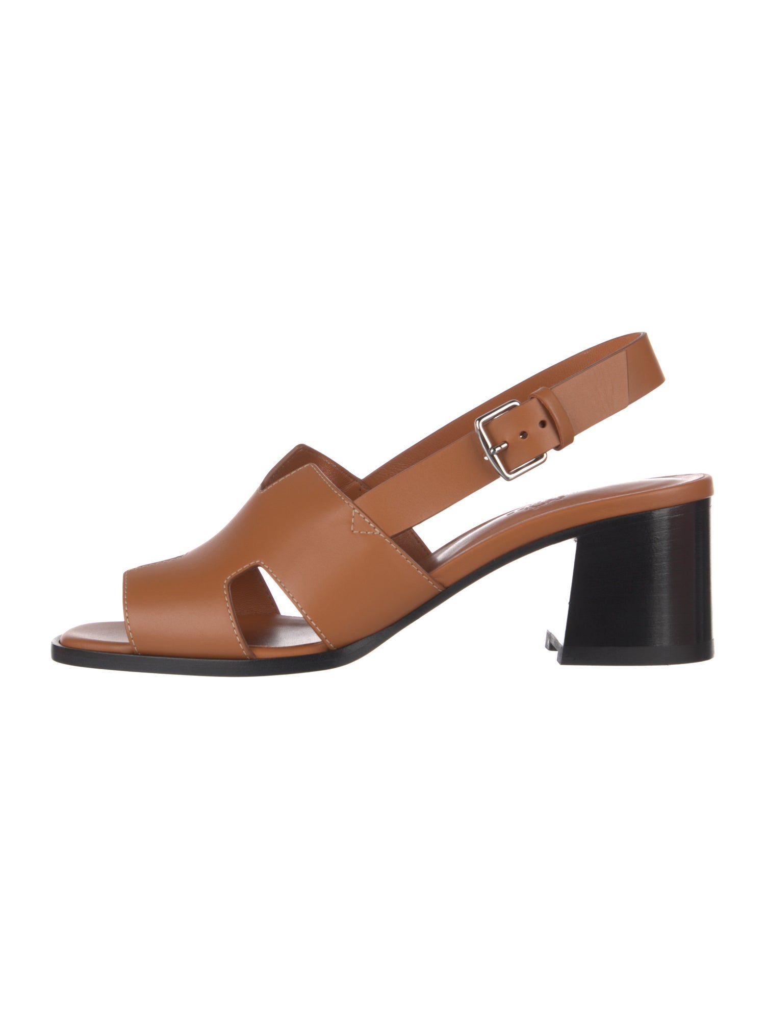 Hermès Elbe Leather Slingback Sandals