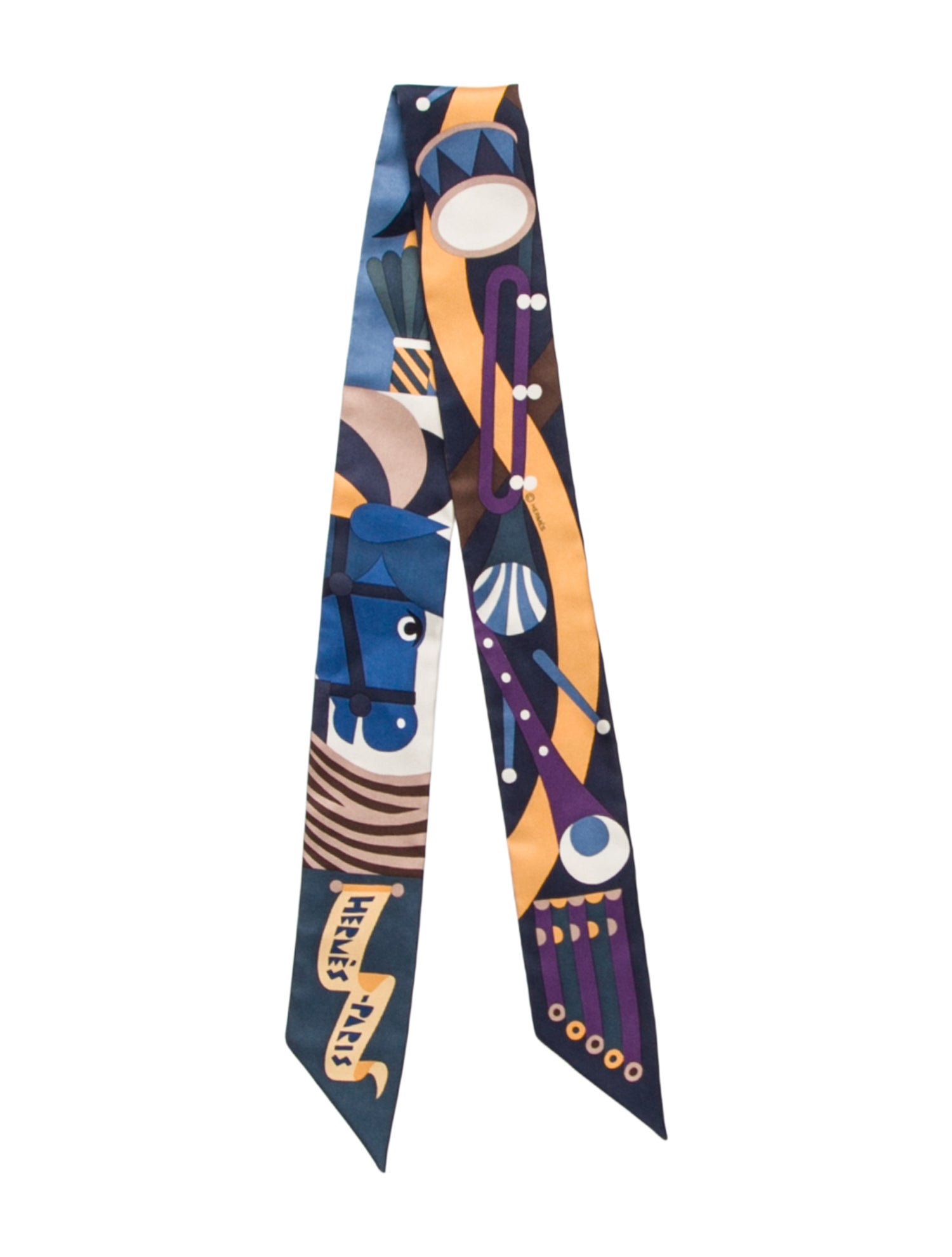 Hermès Parade en Fanfare Silk Twilly Scarf