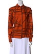 Hermès Silk Plaid Print Button-Up Top