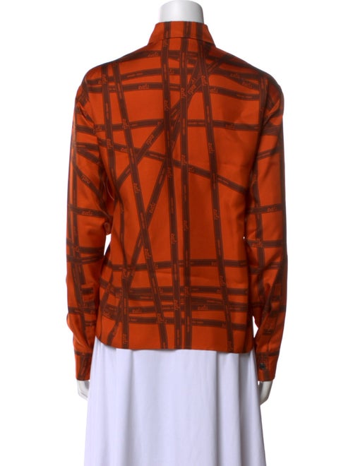 Hermès Silk Plaid Print Button-Up Top