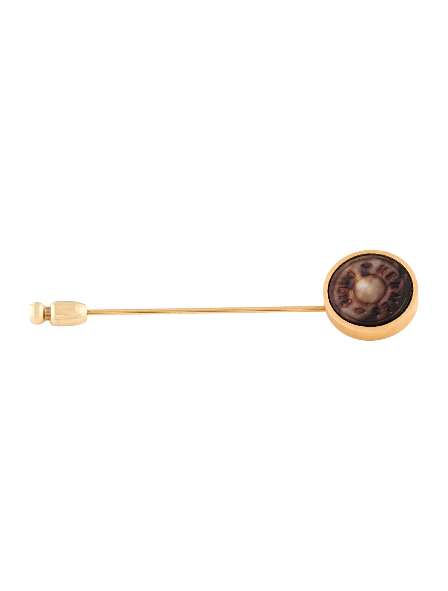 Hermès Mother of Pearl Clou de Selle Stick Pin