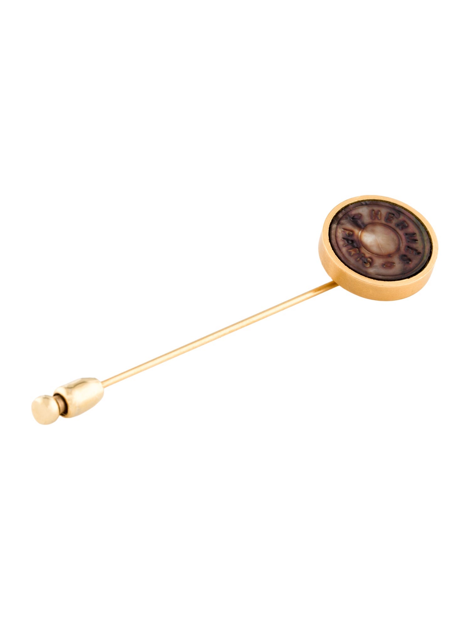 Hermès Mother of Pearl Clou de Selle Stick Pin