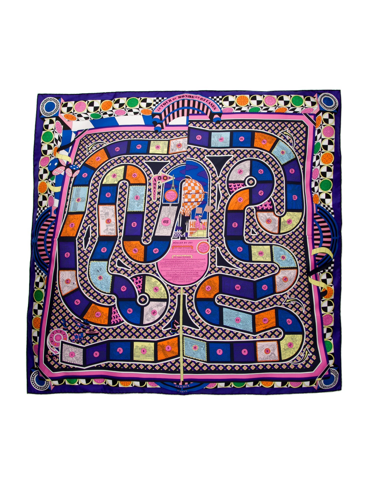 Hermès Le Tour Du Monde En 63 Cases Silk Scarf