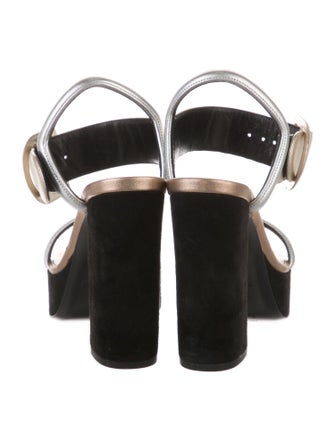 Hermès Leather Colorblock Pattern Slingback Sandals