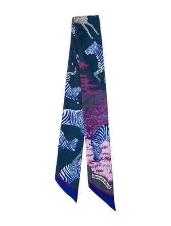 Hermès Les Zebres Silk Twilly Scarf