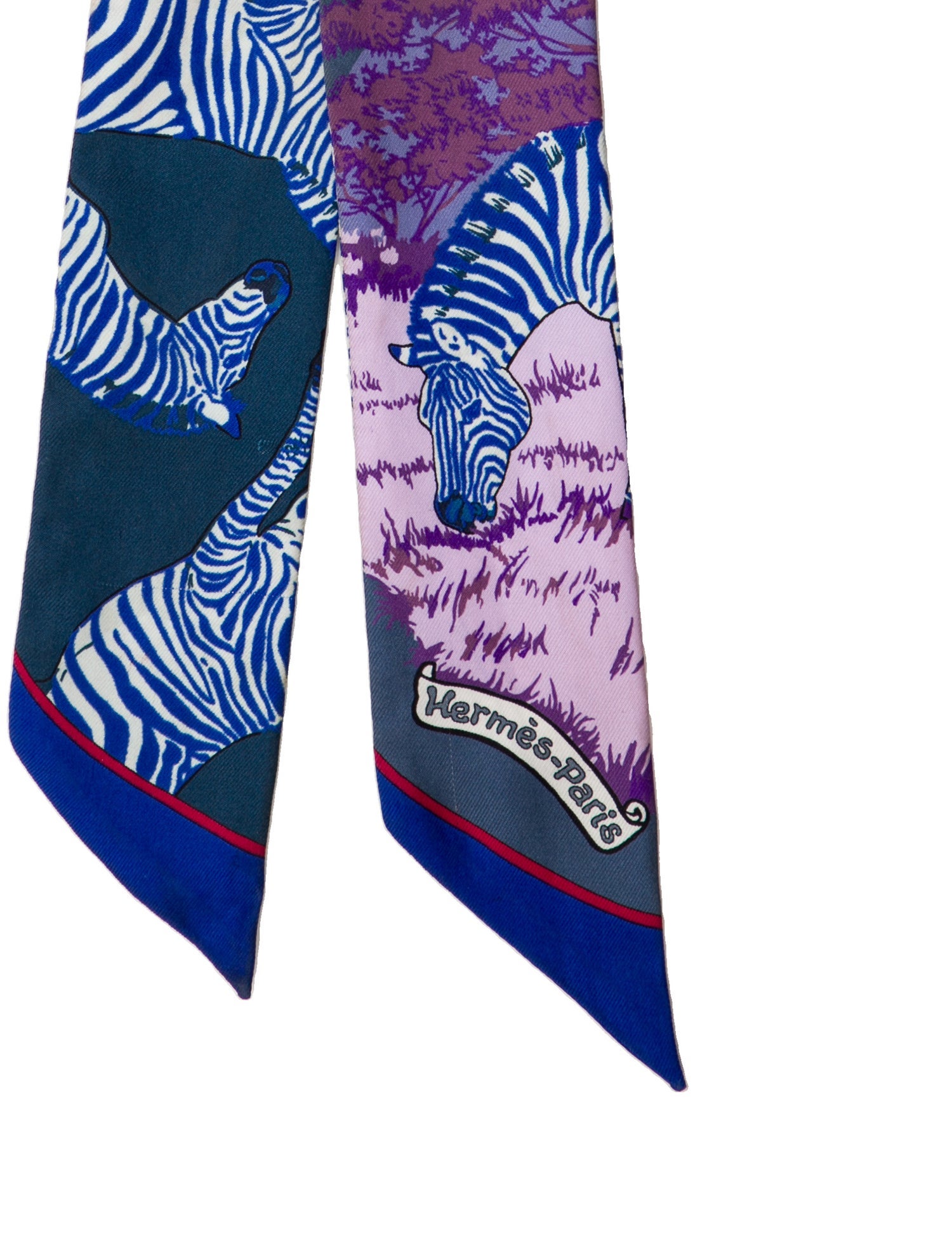 Hermès Les Zebres Silk Twilly Scarf