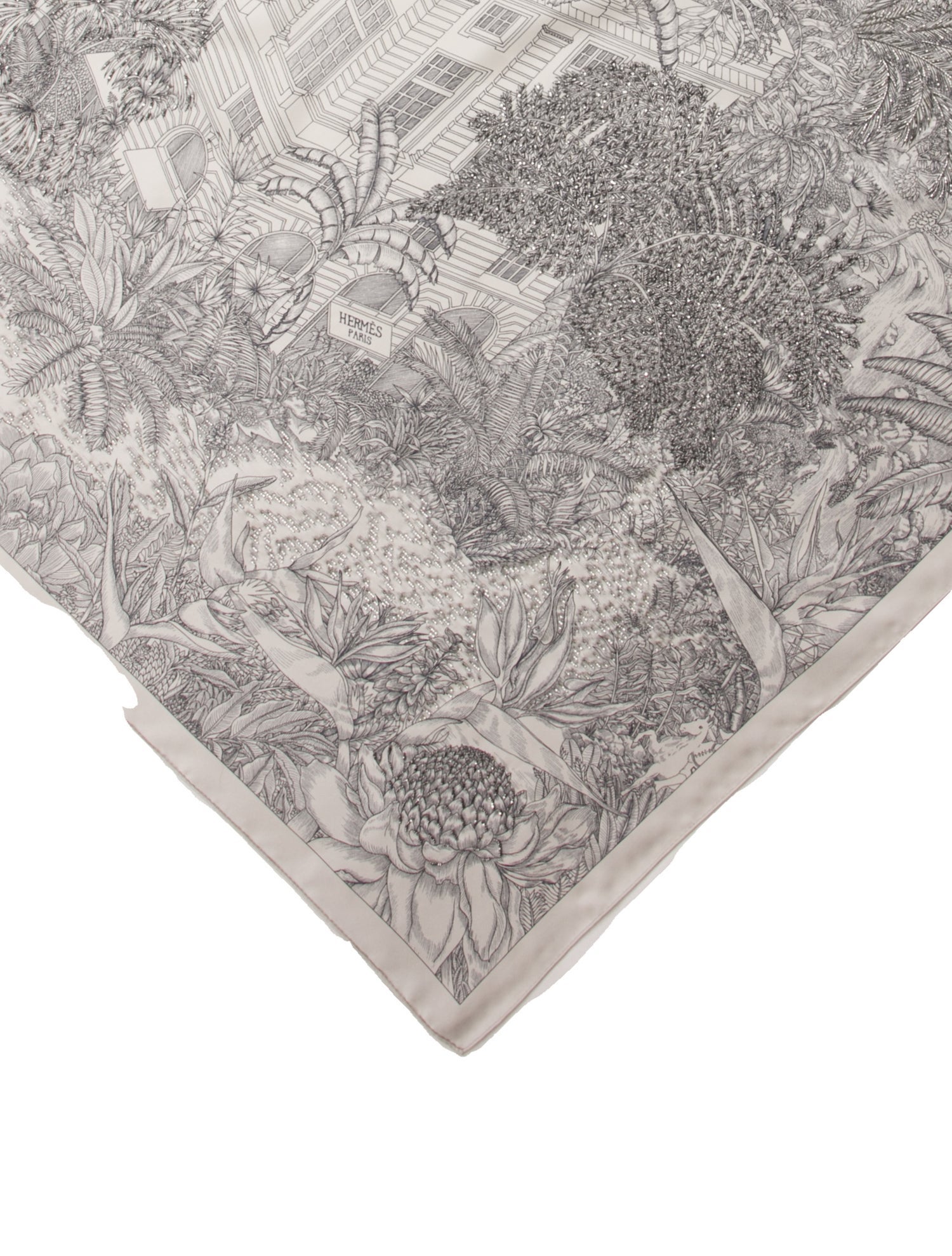 Hermès Faubourg Tropical Beaded Silk Scarf