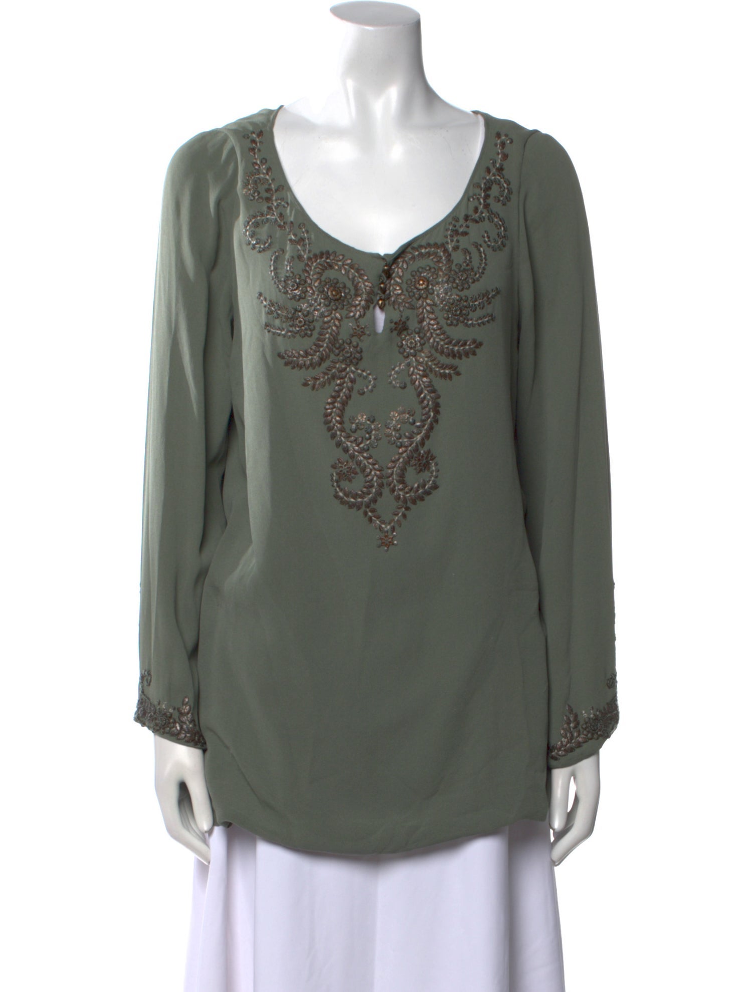 Hermès Silk Scoop Neck Blouse