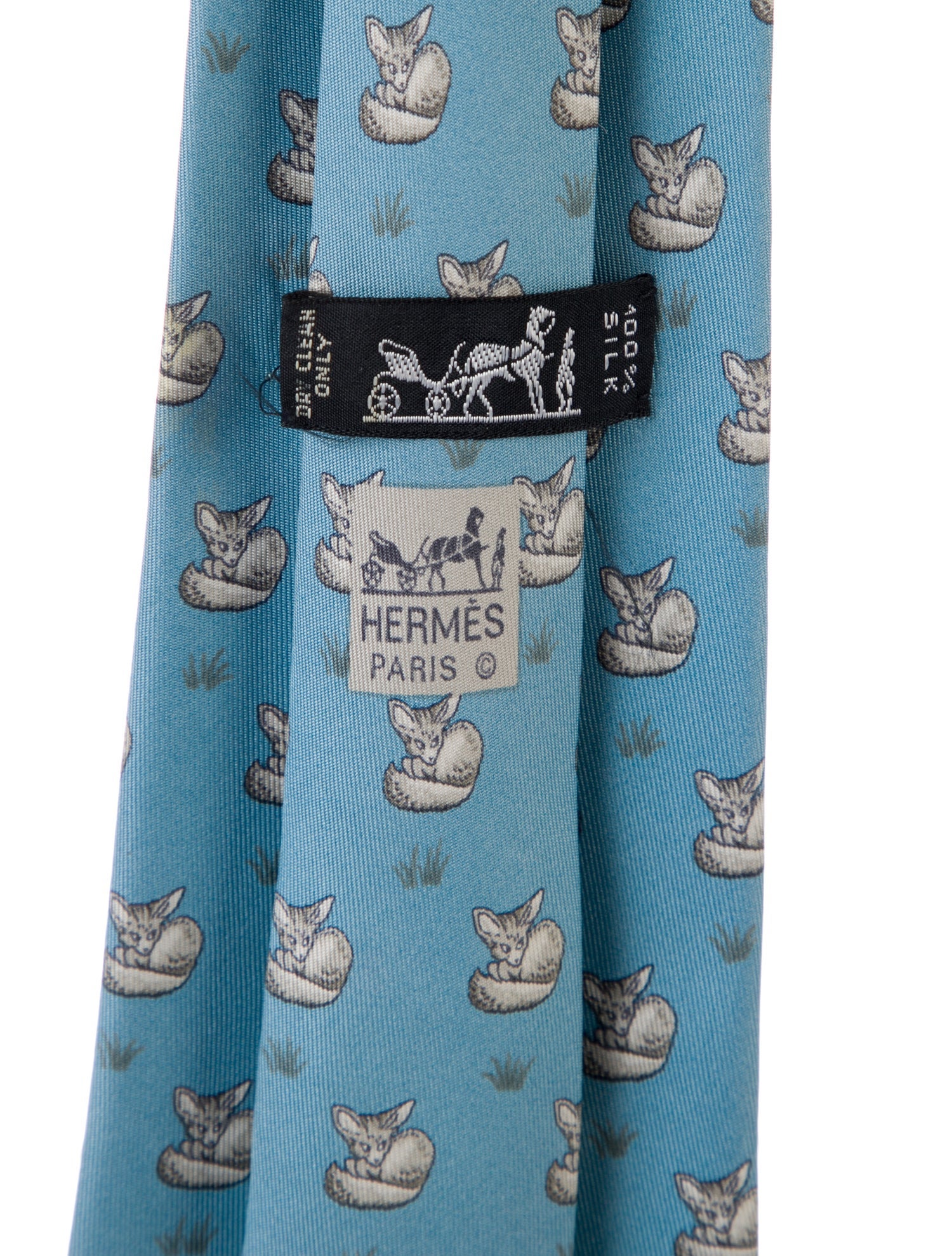 Hermès Fennec Fox Silk Printed Tie
