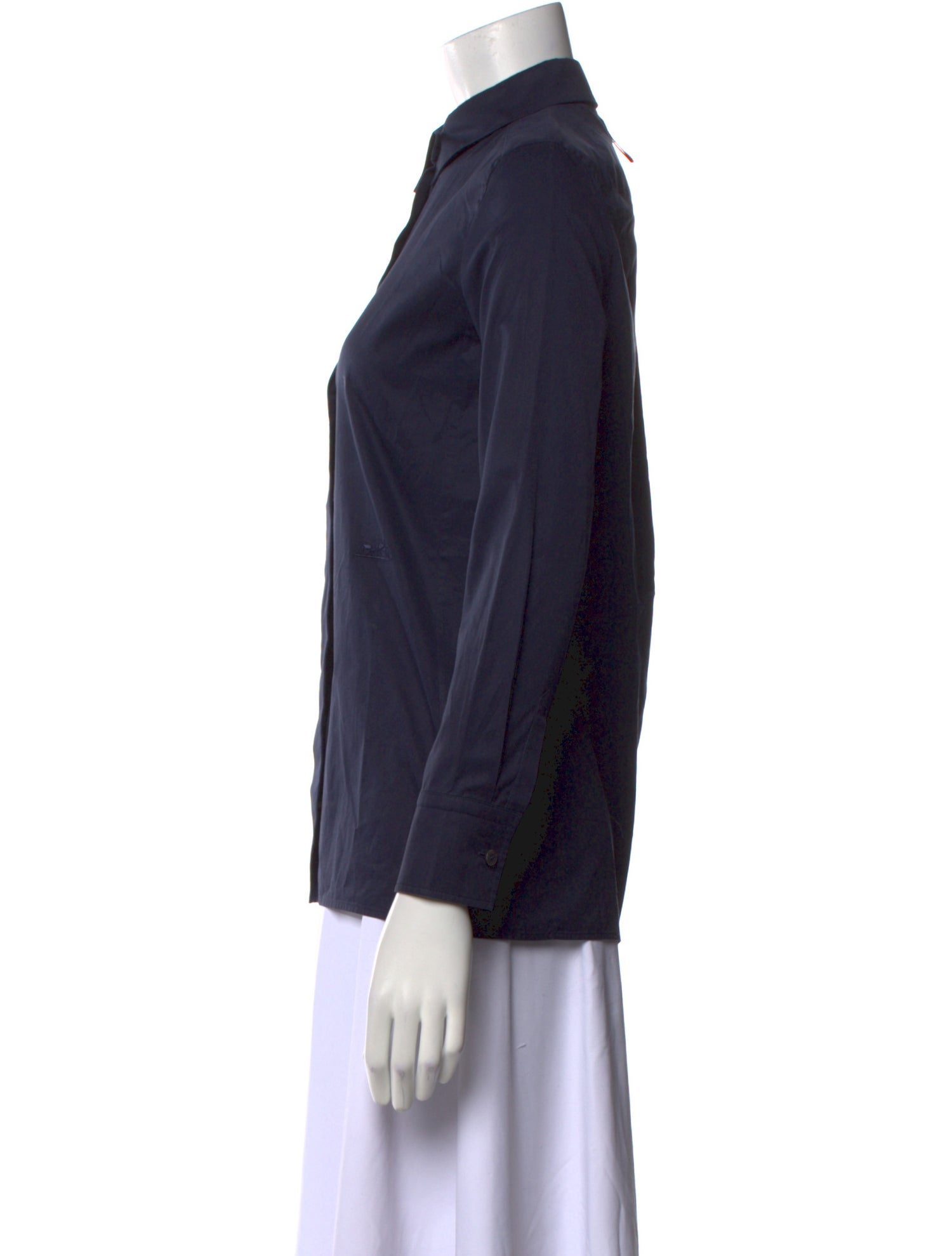 Hermès Mock Neck Long Sleeve Button-Up Top