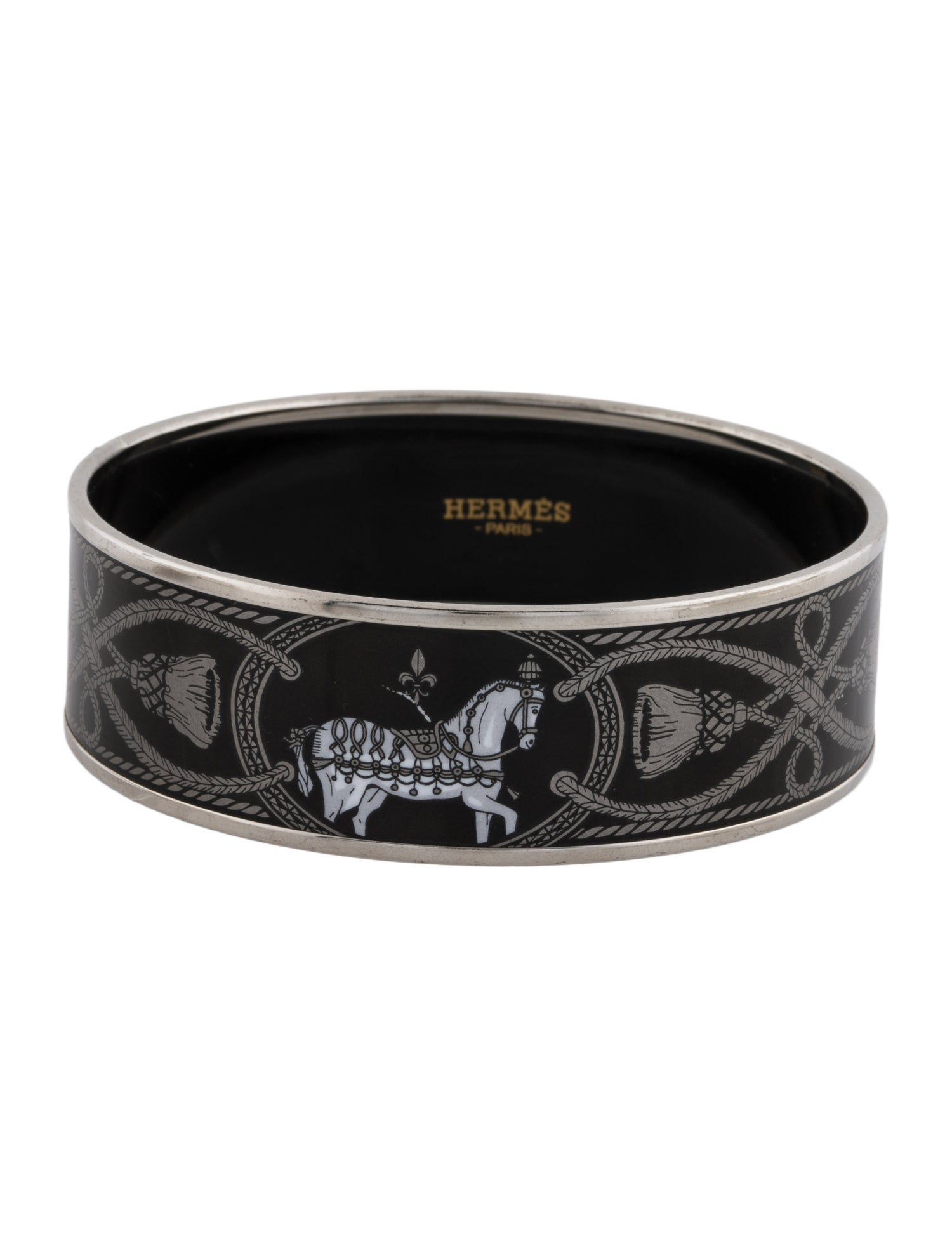 Hermès Wide Enamel Bangle Bracelet