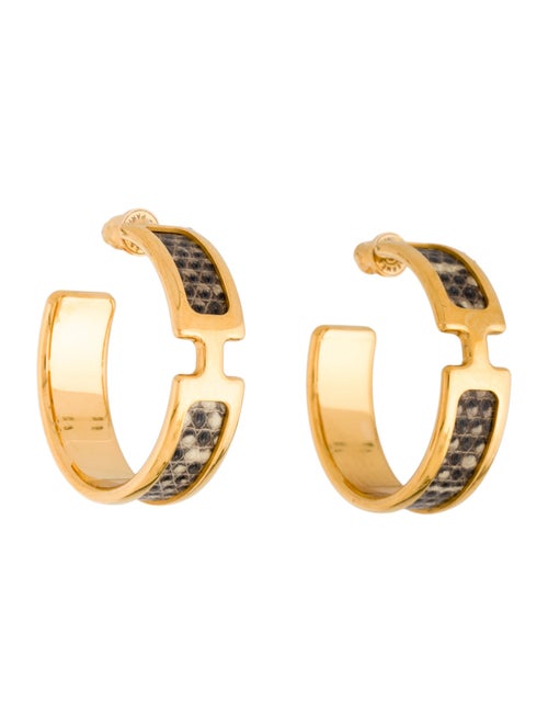 Hermès Lizard Olympe Hoop Earrings