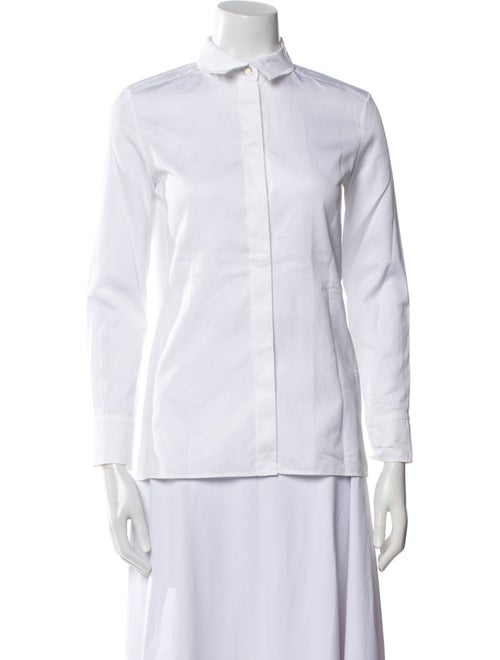Hermès Mock Neck Long Sleeve Button-Up Top
