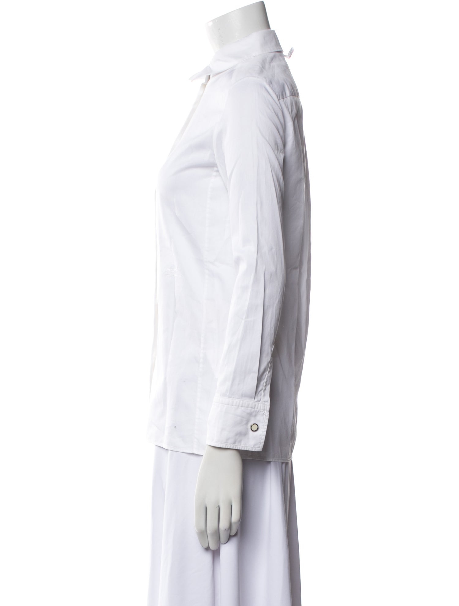 Hermès Mock Neck Long Sleeve Button-Up Top