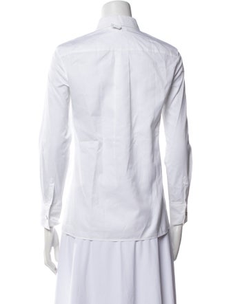 Hermès Mock Neck Long Sleeve Button-Up Top