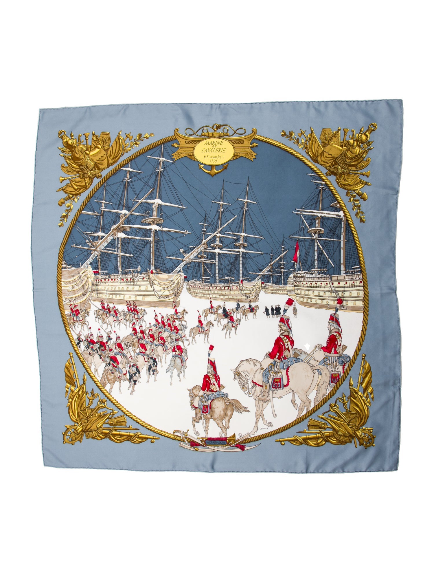 Hermès Marine Et Cavalerie Silk Scarf