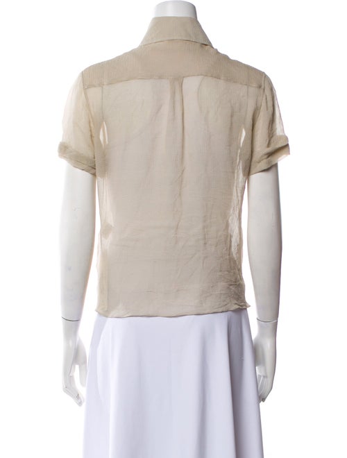 Hermès Silk Short Sleeve Button-Up Top