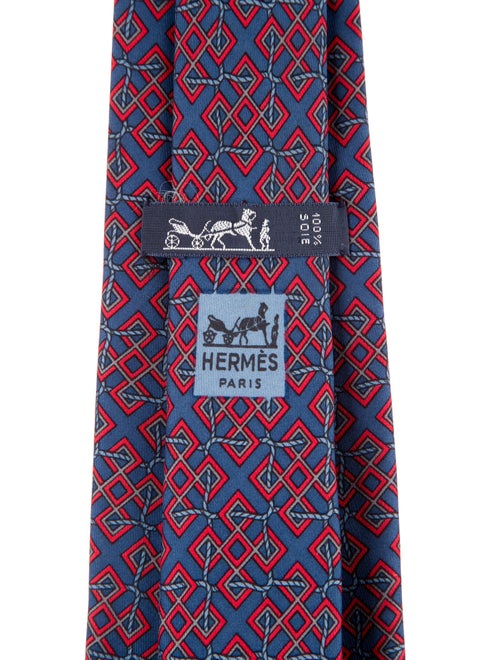 Hermès Pattern Print Silk Tie