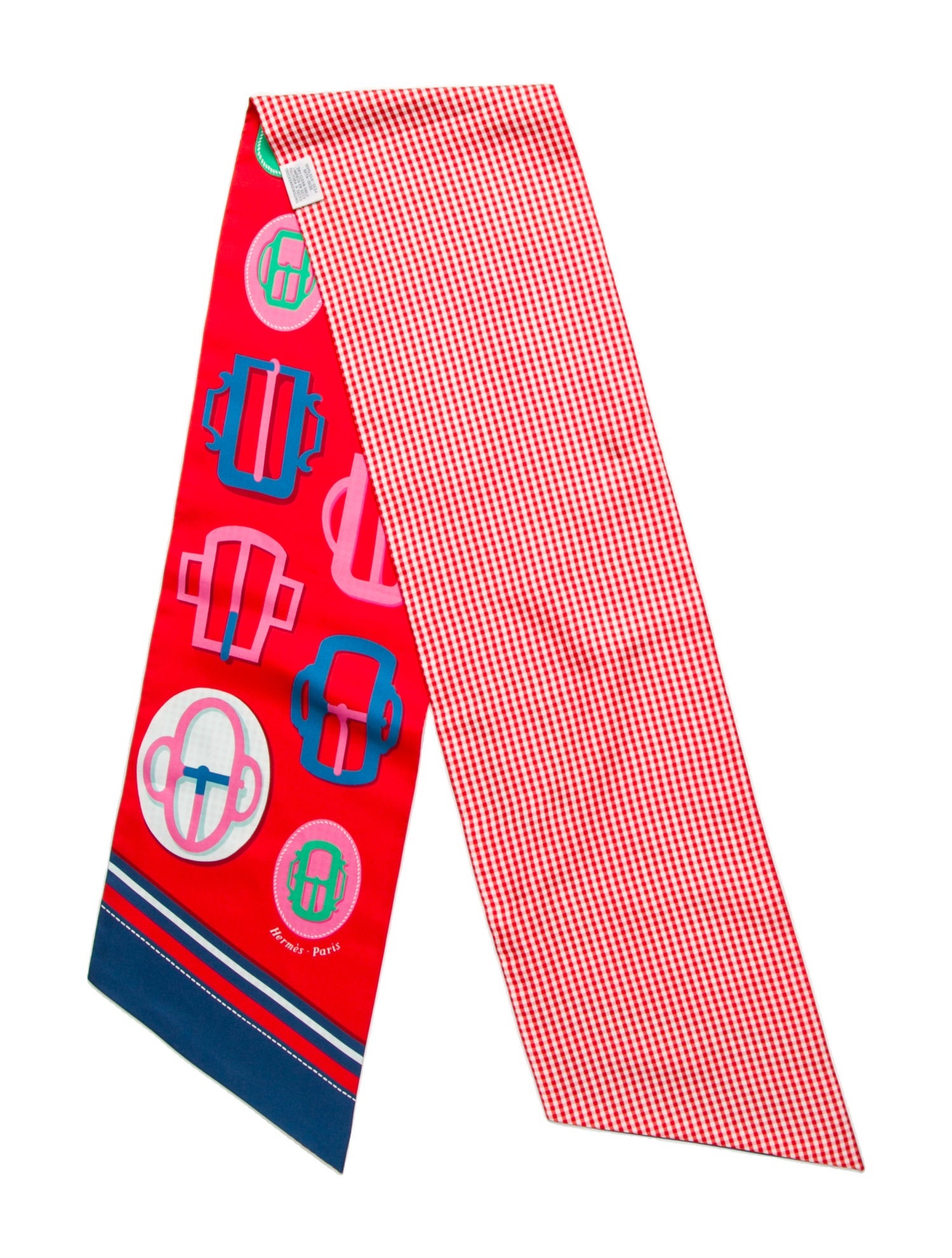 Hermès Bouclerie Moderne Vichy Maxi Silk Twilly Scarf