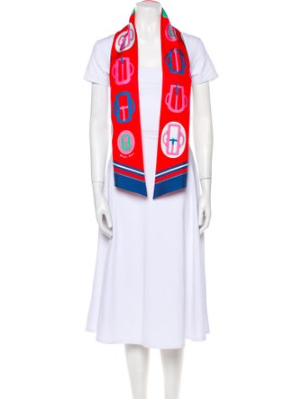 Hermès Bouclerie Moderne Vichy Maxi Silk Twilly Scarf