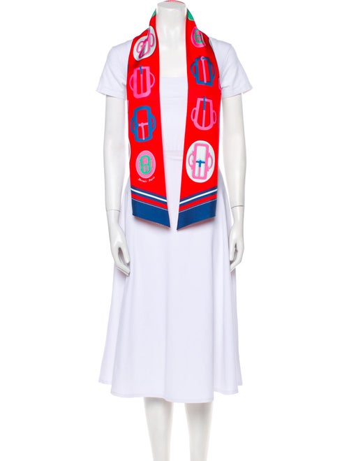 Hermès Bouclerie Moderne Vichy Maxi Silk Twilly Scarf