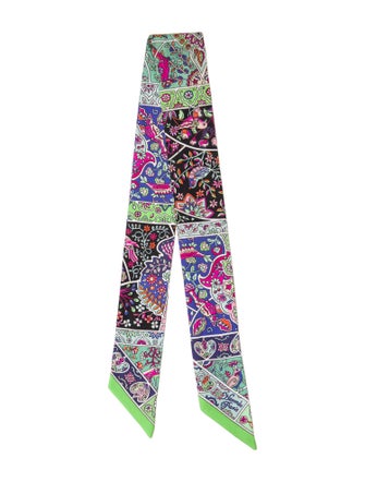 Hermès Au Pays des Oiseaux Fleurs Silk Twilly Scarf