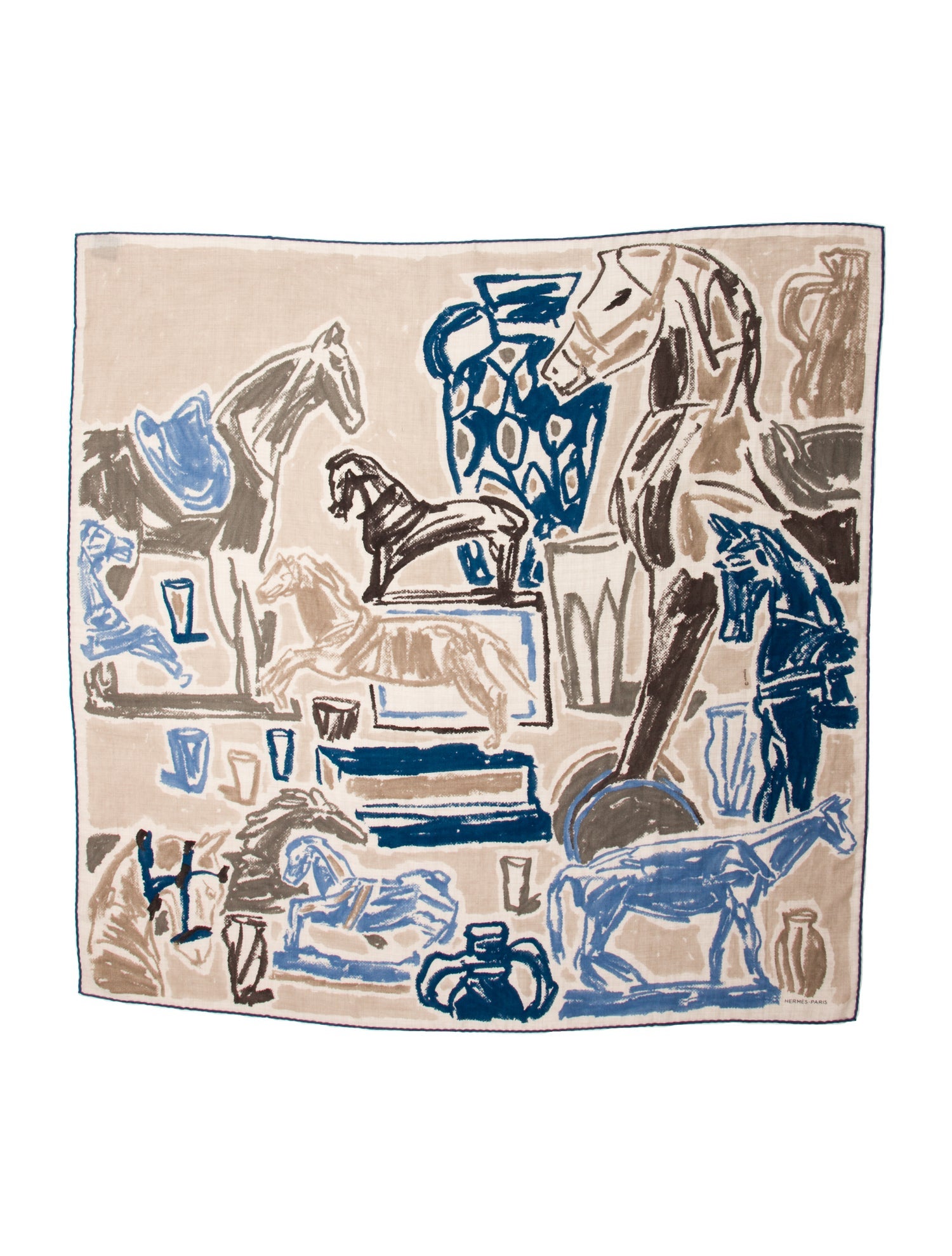 Hermès Chevaux de la Collection 100 Cashmere Scarf