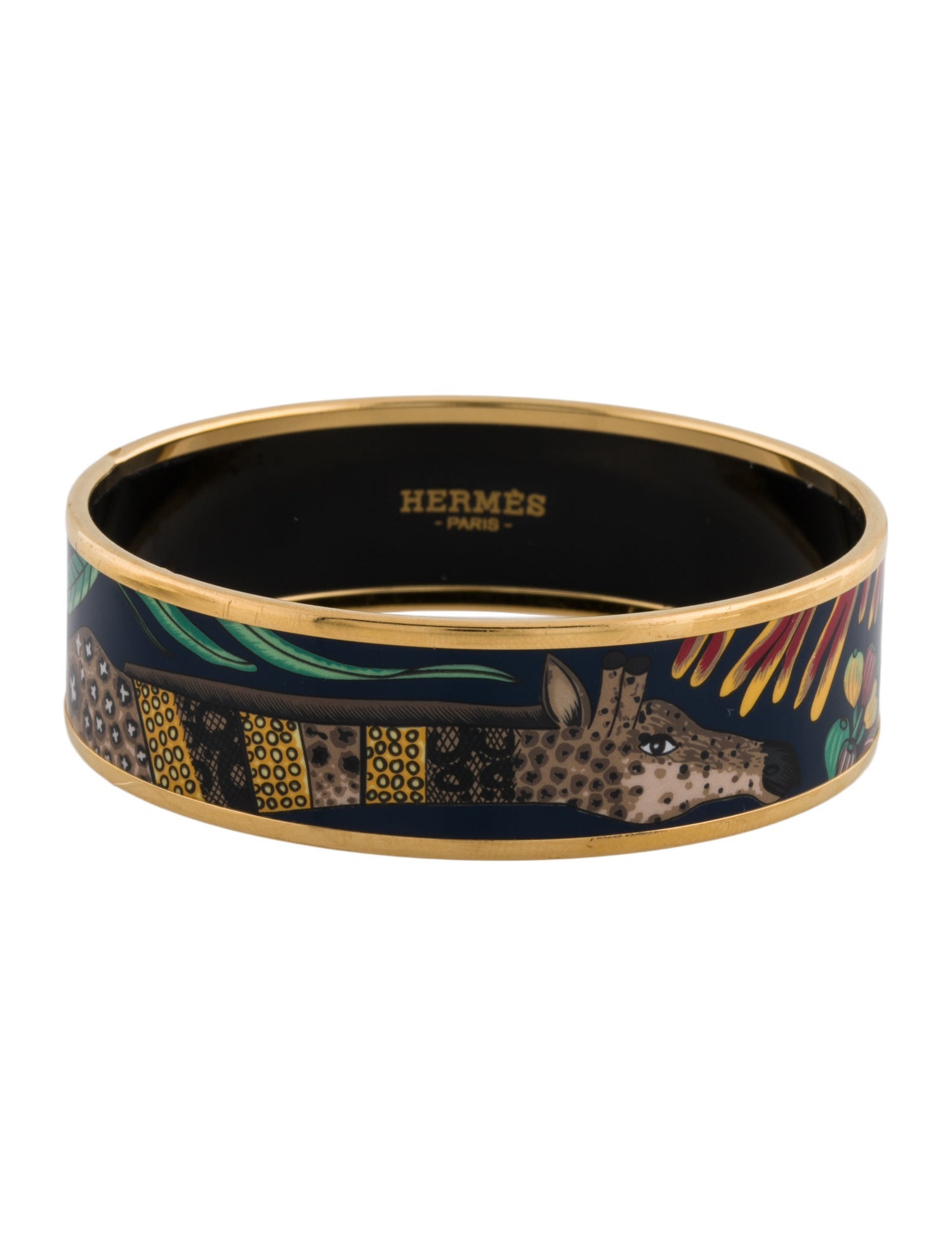 Hermès Wide Enamel Bangle Bracelet