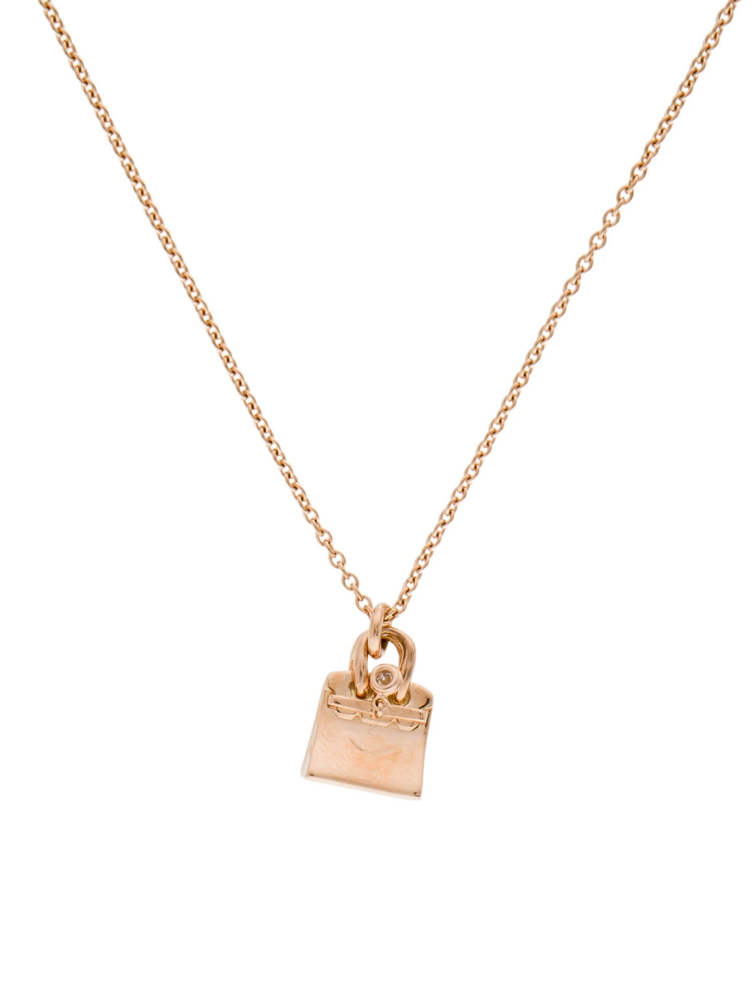 Hermès 18K Diamond Amulettes Kelly Pendant Necklace