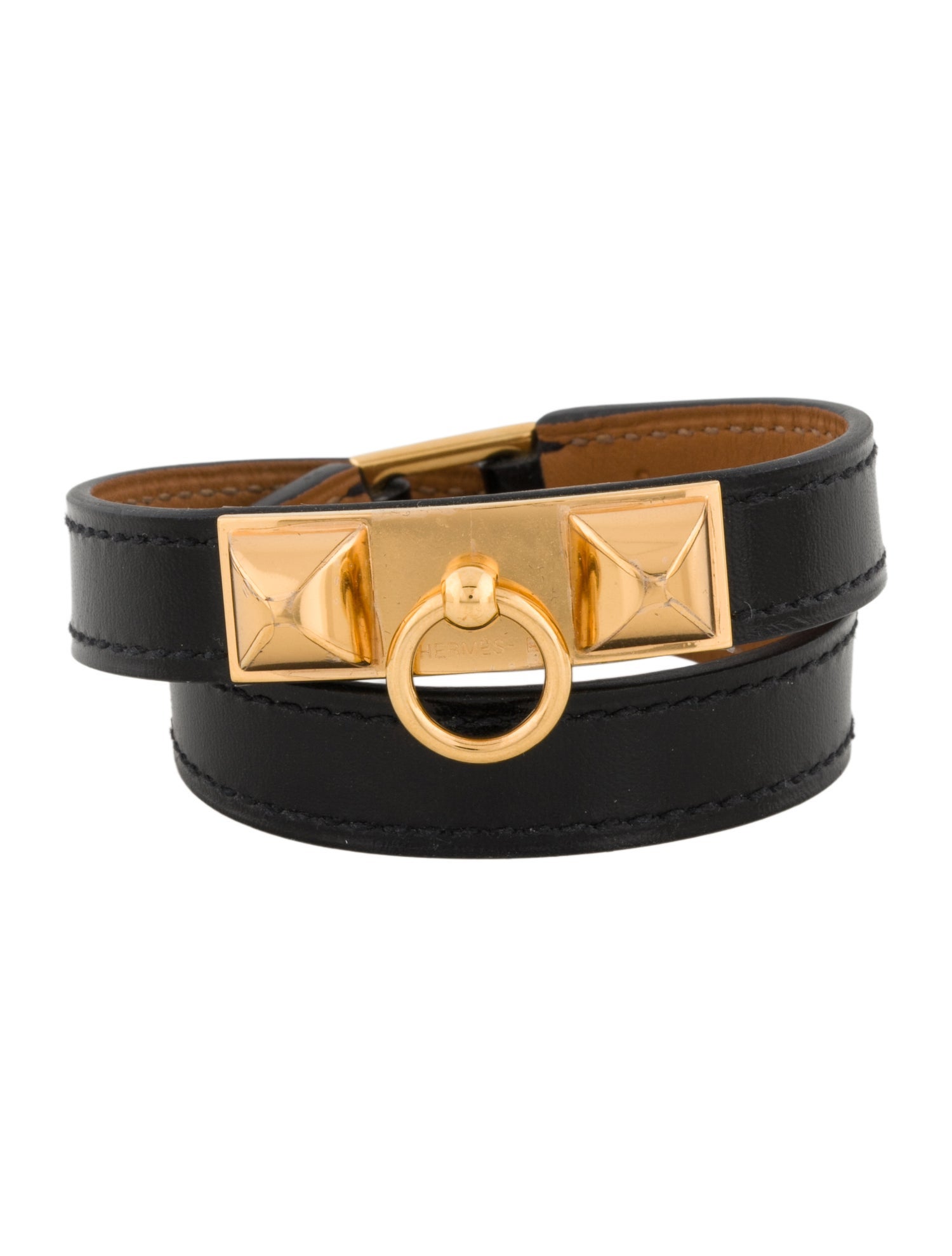 Hermès Leather Rivale Double Tour Wrap Bracelet
