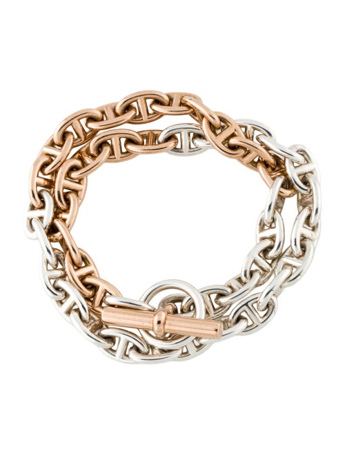 Hermès Two-Tone Chain d'Ancre Double Tour Bracelet