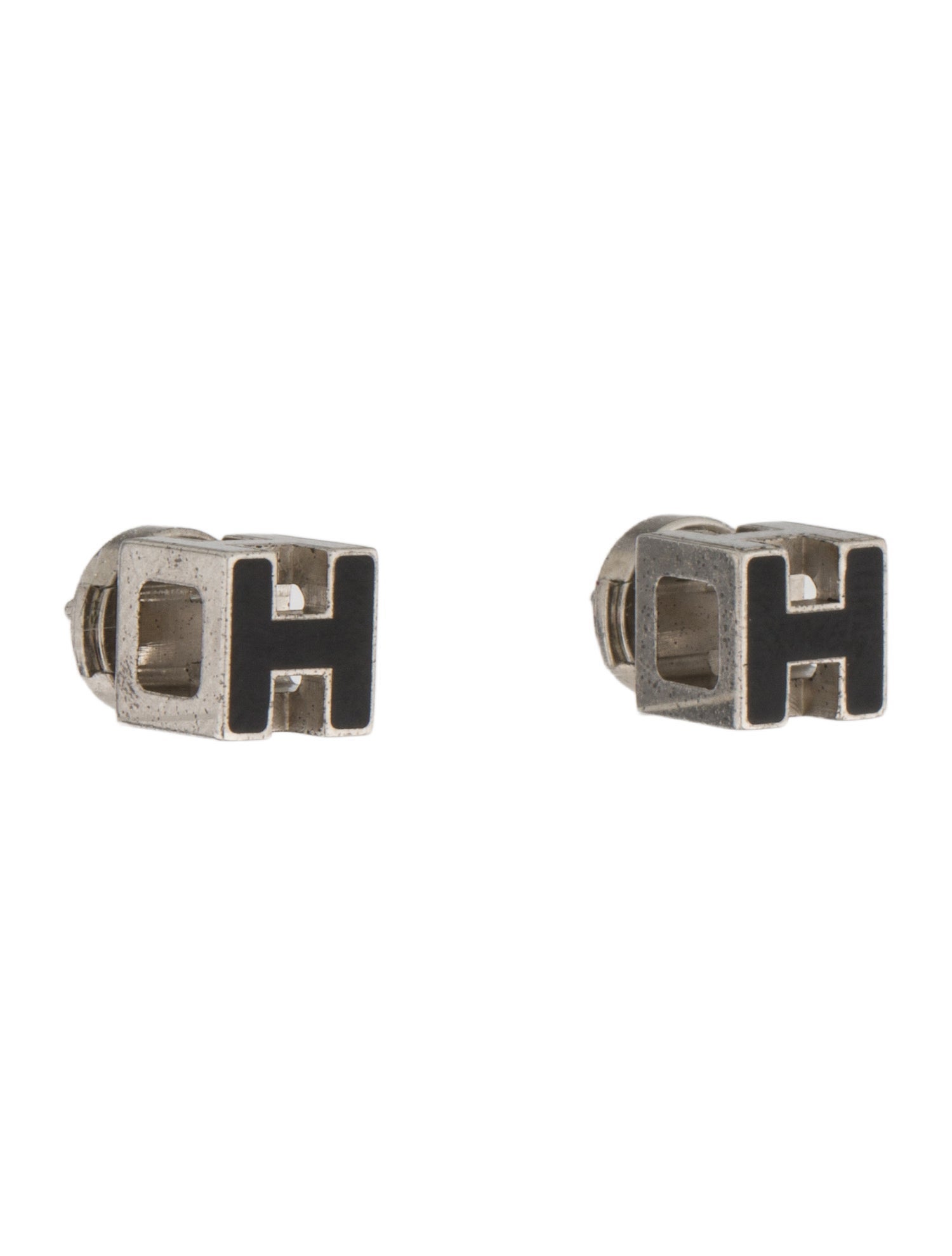Hermès Enamel Cage d'H Stud Earrings